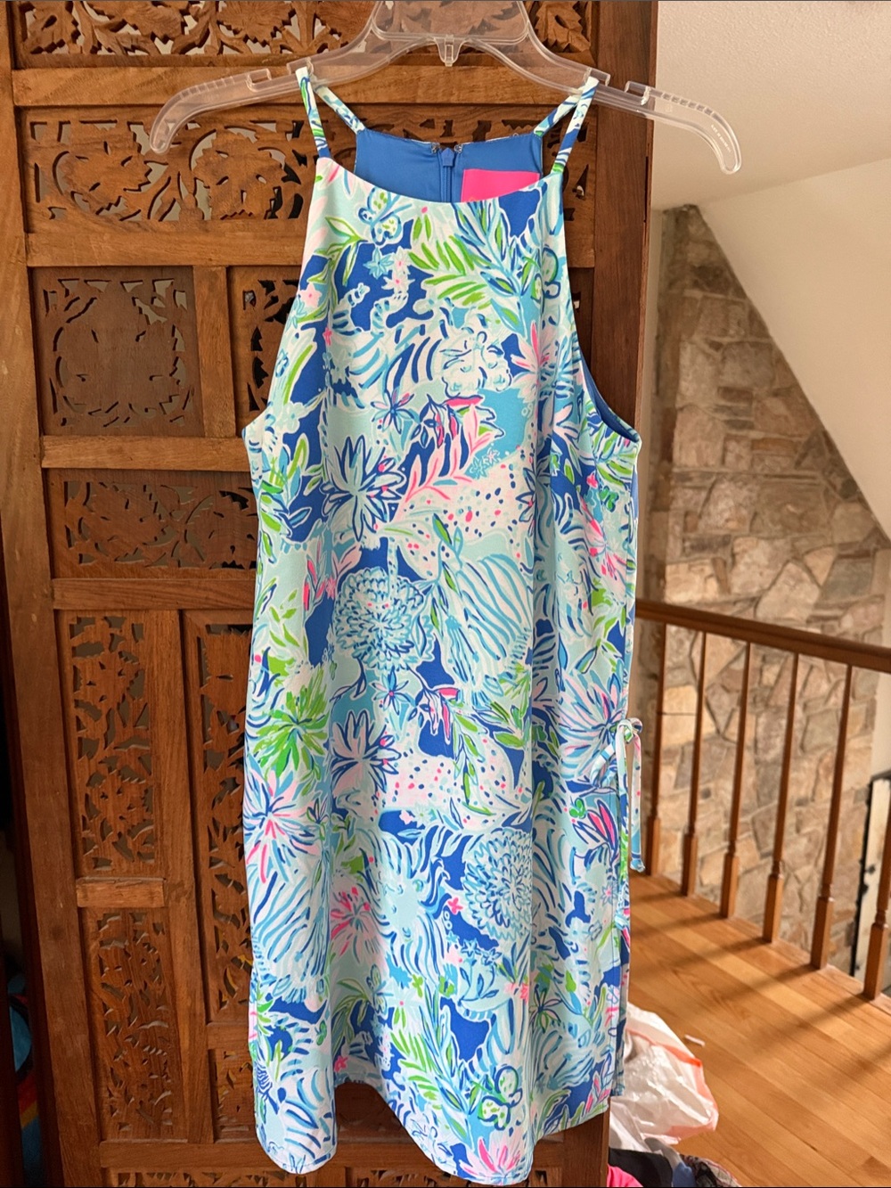 Lilly Pulitzer Bright Floral Halter  Romper in Blue, Green & Pink